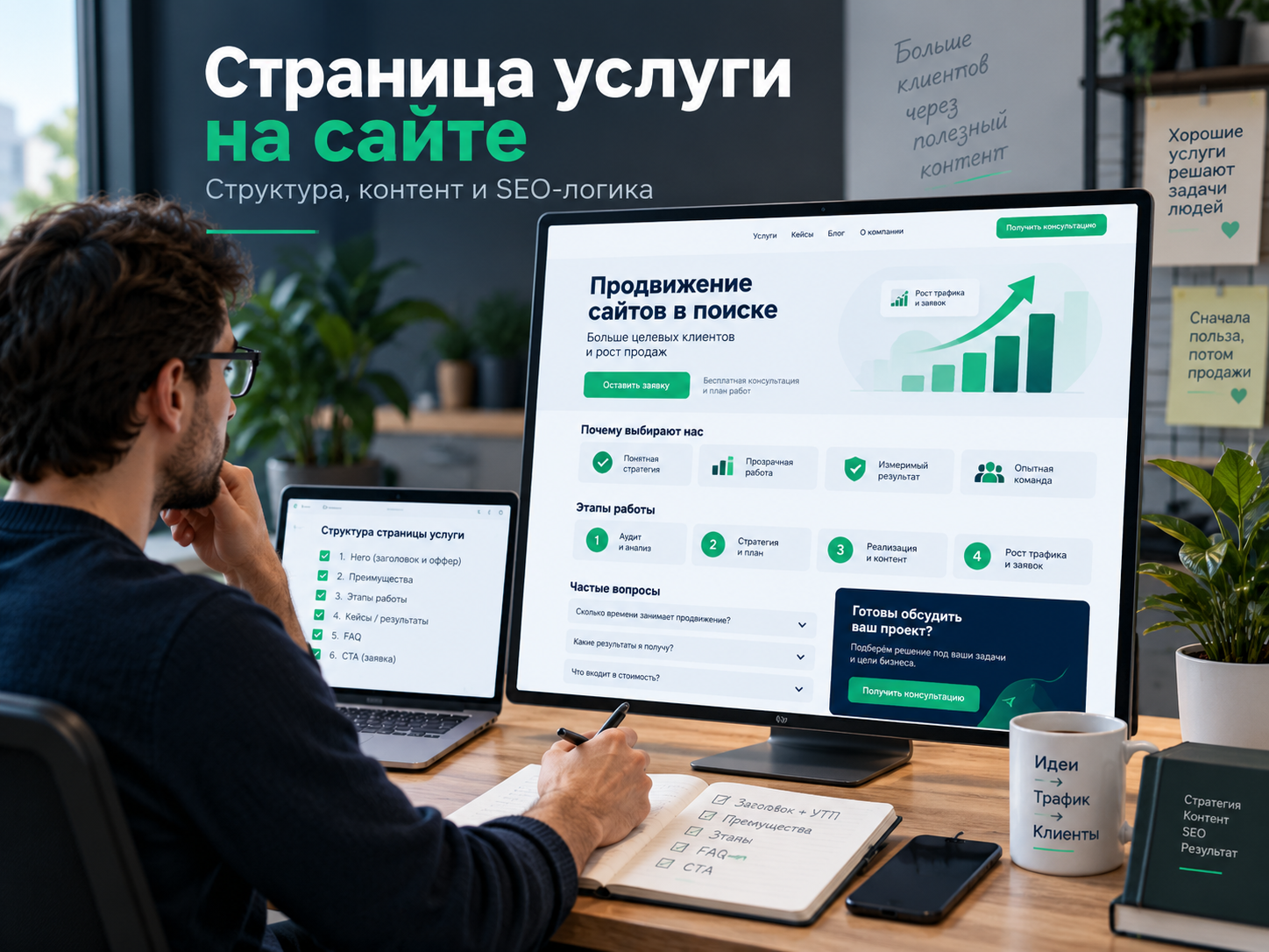 Страница услуг на сайте: структура, SEO и элементы для получения заявок