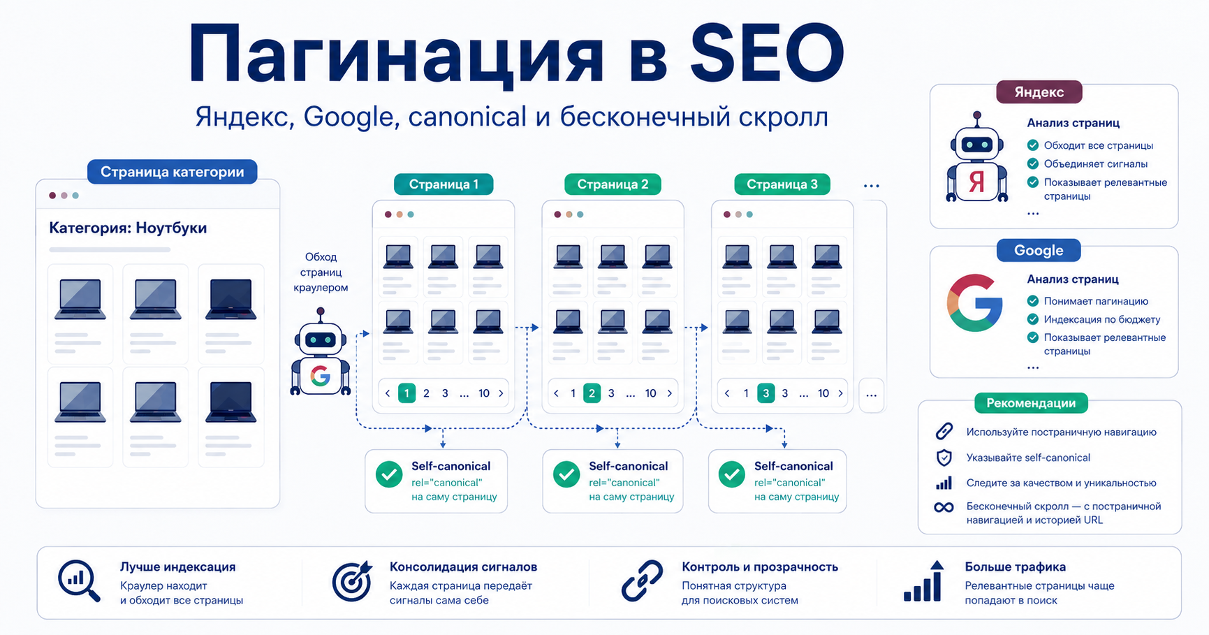 Пагинация в SEO: настройка страниц пагинации для Яндекса и Google