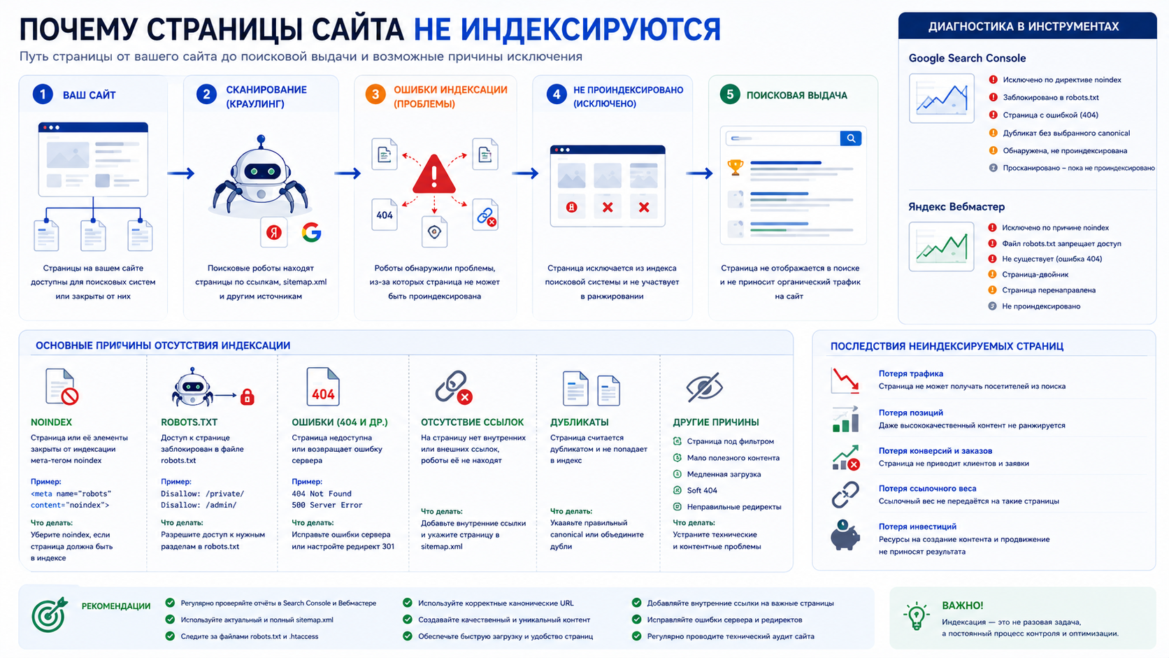 Почему страницы сайта не индексируются: 15 причин и способы решения