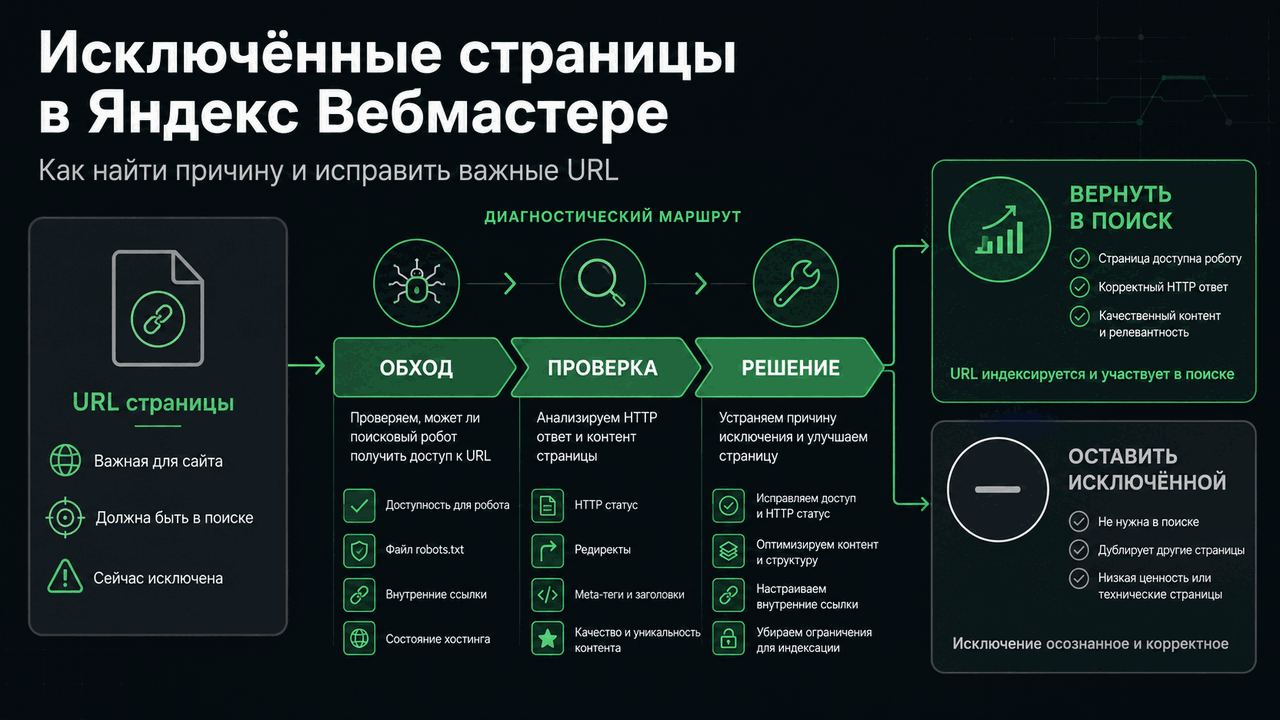 Исключённые страницы в Яндекс Вебмастере: причины и способы исправления