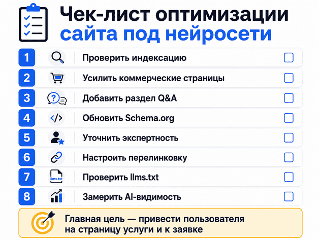 Чек-лист оптимизации сайта под нейросети