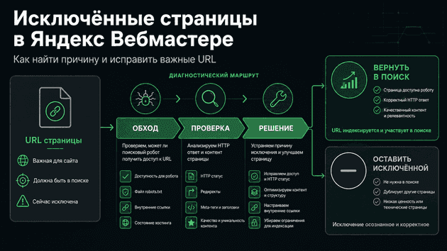 Исключённые страницы в Яндекс Вебмастере