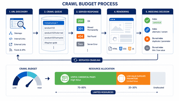Как работает Crawl Budget: обнаружение, обход и индексирование
