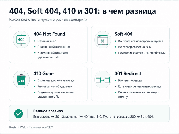 404, Soft 404, 410 и 301: какой HTTP-статус использовать в SEO