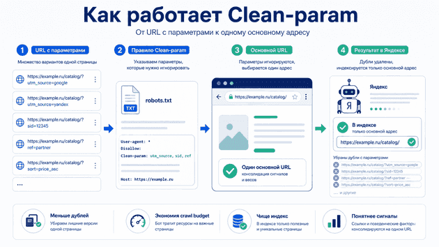 Clean-param в robots.txt: от URL с параметром к основному адресу