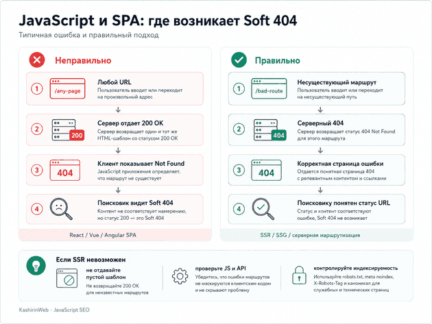 JavaScript и SPA: почему возникает Soft 404 и как настроить правильный 404