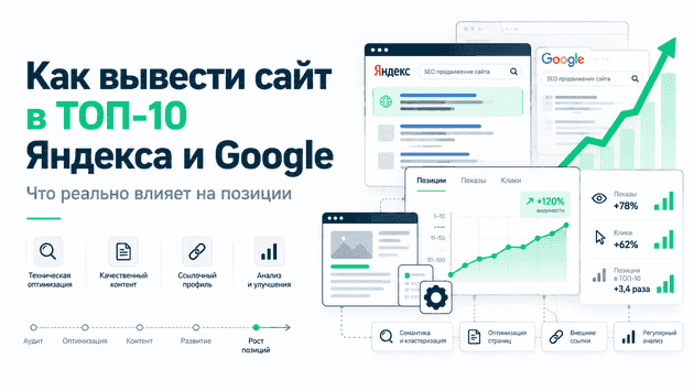 Как вывести сайт в ТОП-10 Яндекса и Google: основные направления SEO-работы