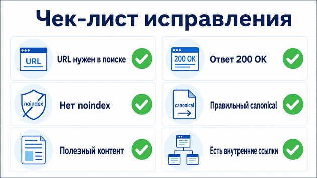 Чек-лист исправления статуса