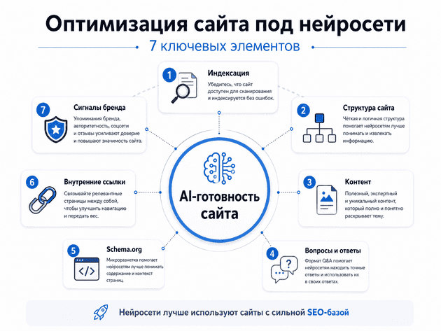 Семь ключевых элементов оптимизации сайта под нейросети